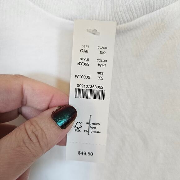 J Crew Structured Muscle T-shirt Mariner Cotton White Womens Size X-Small Summer - Picture 5 of 7